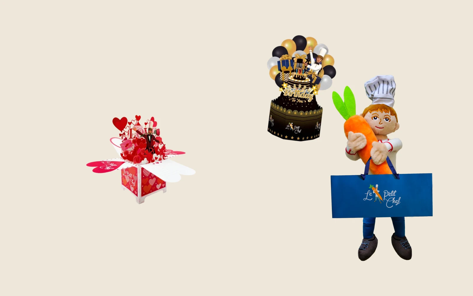 Le Petit Chef gift bundle: 3D pop-up cards and plush figure